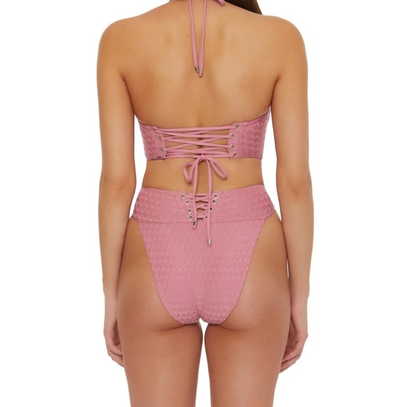 NWT Two Piece Isabella Rose Mauve Bathing Suit Size Large Mermaid Style Tropical - Picture 2 of 10